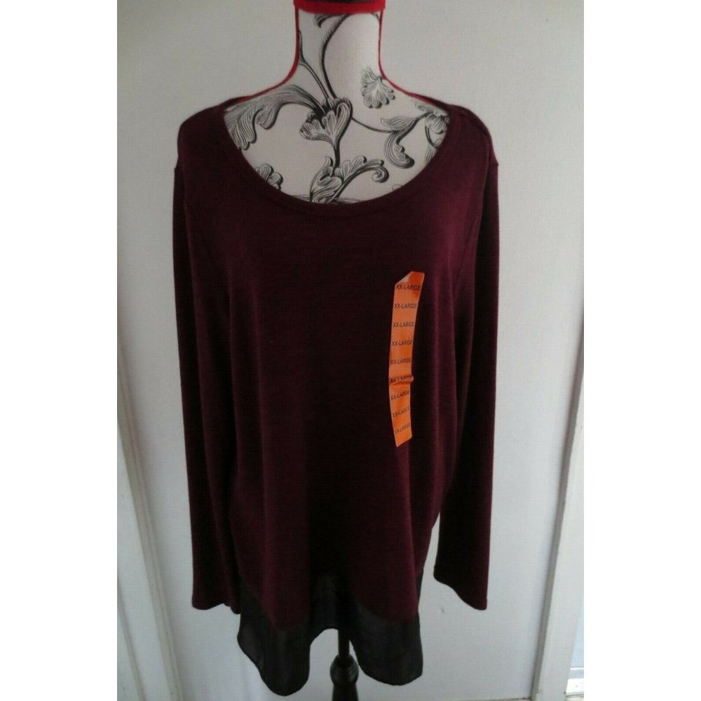 Women Lili's Closet Knit Top With Chiffon Trim Sweater Size 2XL New